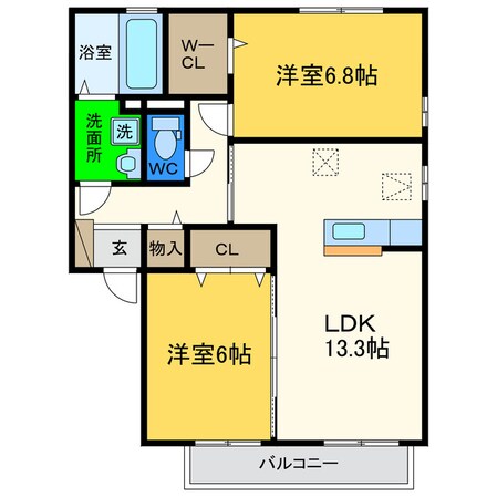 ディアコートＫ　Ａの物件間取画像